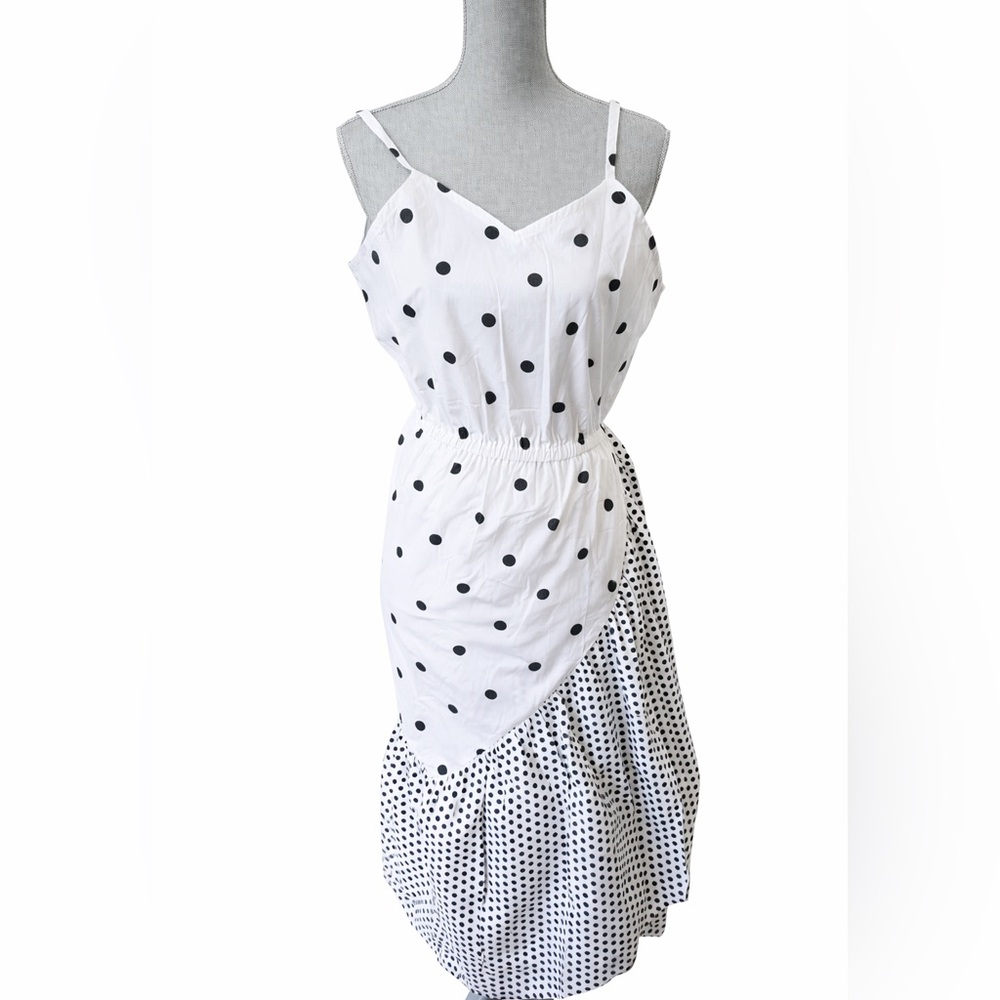Fearless Fashionista Mixed Polka Dot Midi Dress Small Black White Like New
